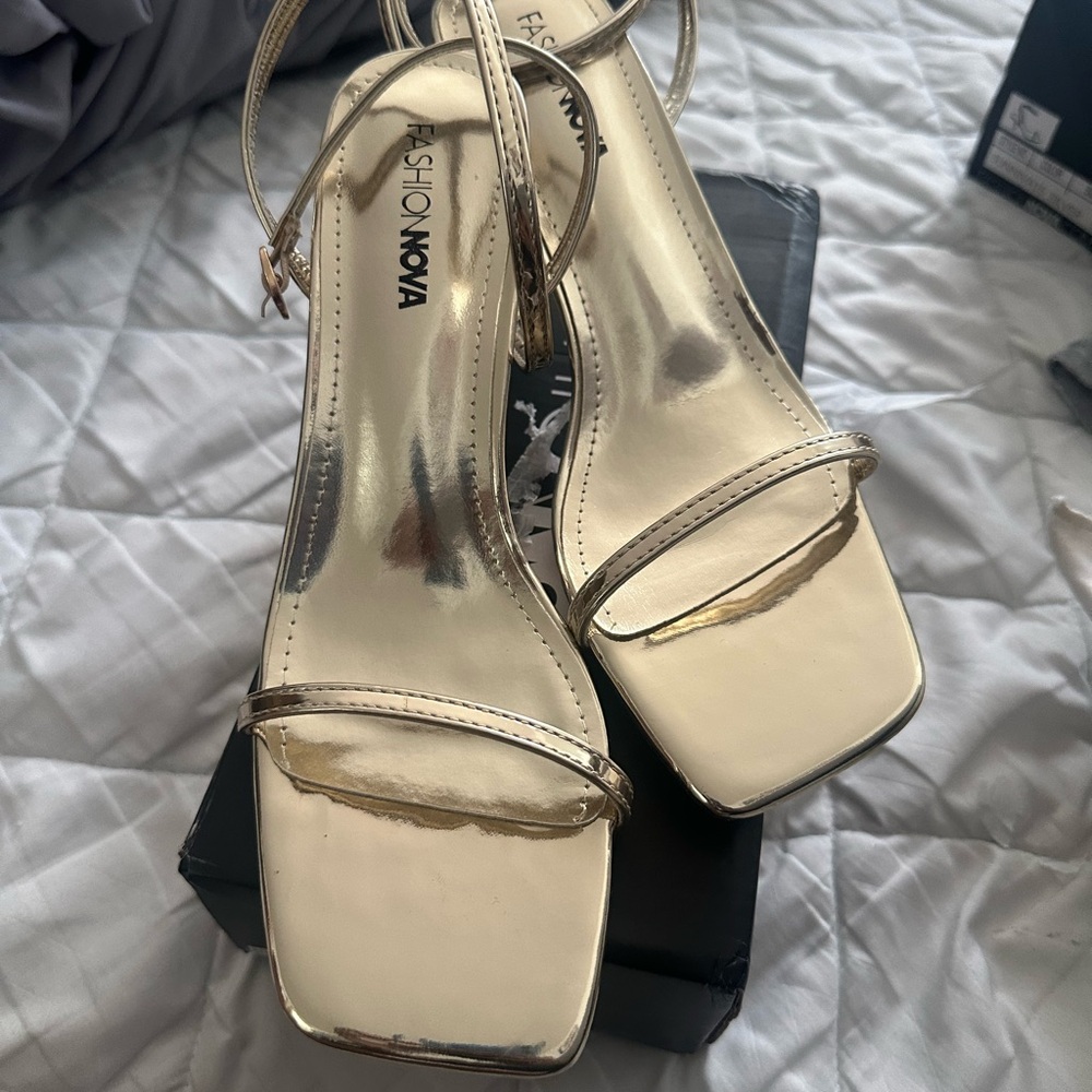 Fashion Nova Shiny Gold Heels